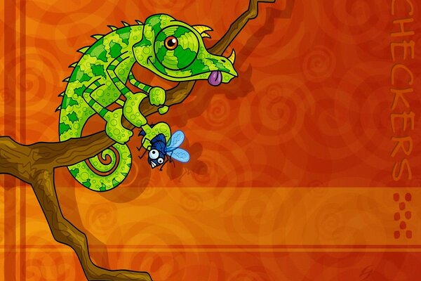 Kameleon złapał muchę