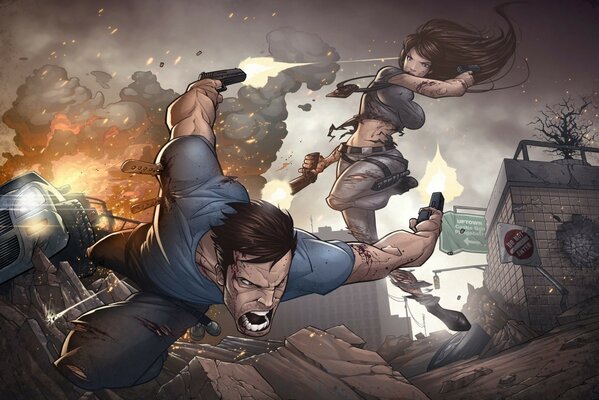 Art strzelanina w mieście z eksplozją