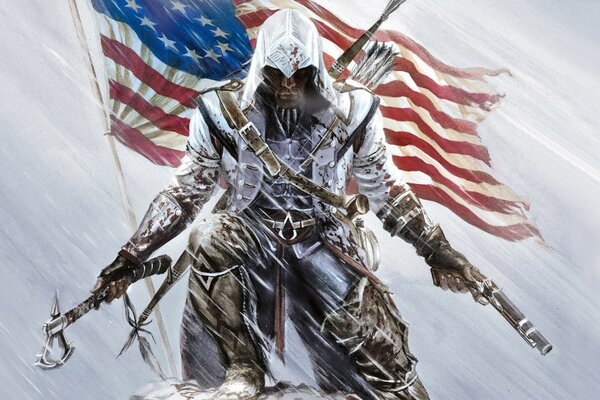 Flaga za plecami Assassins creed Warrior