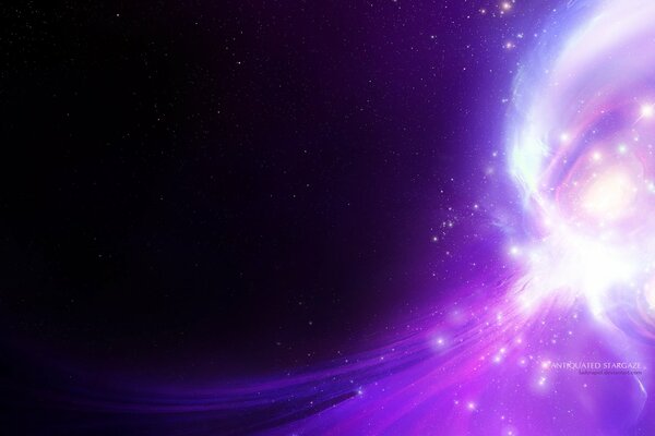 Kosmos z krzywiznami i jasnymi gwiazdami