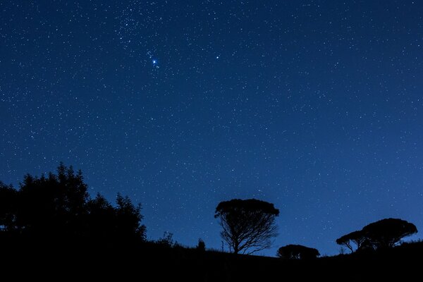 Widok nocnego nieba z gwiazdami we Włoszech